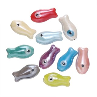 ST.KUNKKA 5ชิ้น 10 * 20mm น่ารักลูกปัดปลาเซรามิก สามารถใช้สํ…