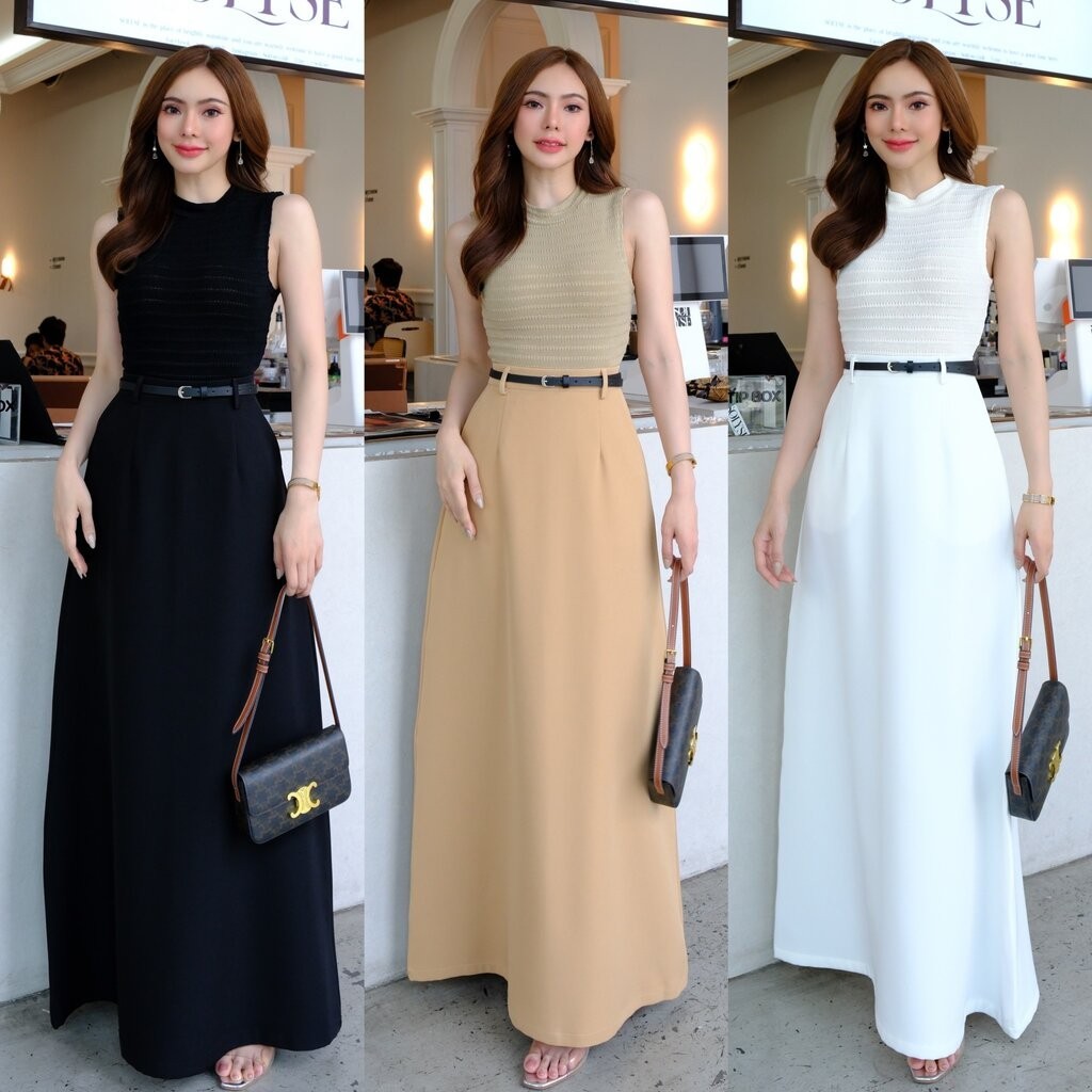 Hanna Skirt - กระโปรงเอวสูง ทรงพลางหุ่น เนื้อผ้าเรียบสวยทรงเป๊ะไม่บาง karamel
