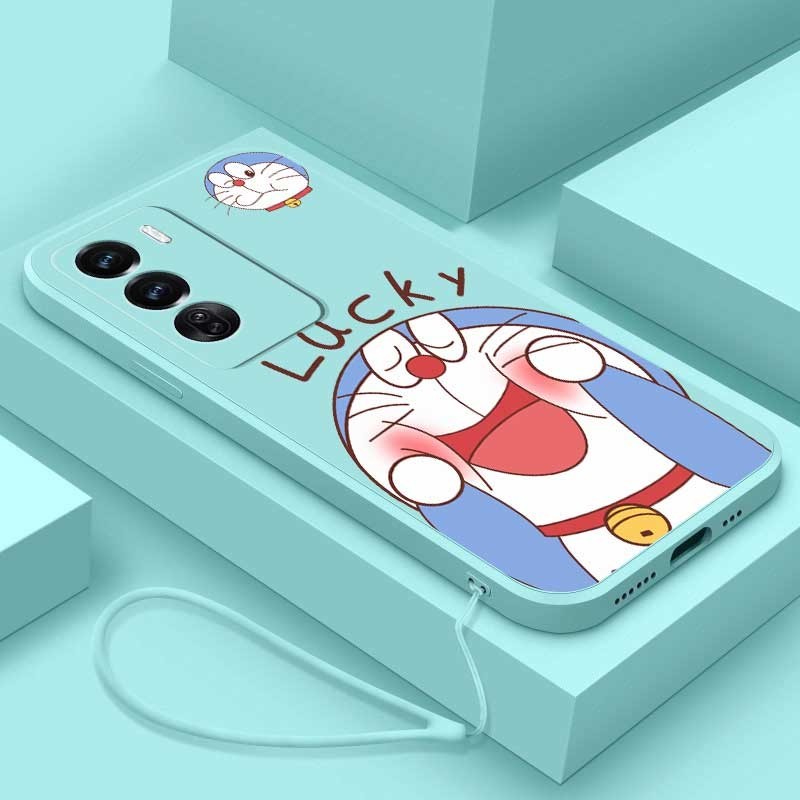 Vivo Y200 5G Y19s Lucky Cat Doraemon Casing Matte Liquid Silicon Back TPU Soft Case Cover