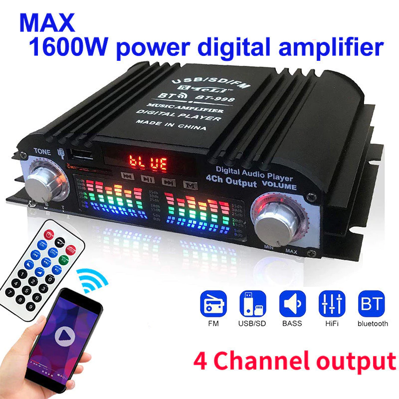 1600w Peak Power HiFi เครื่องขยายเสียงดิจิตอล 4 ช่อง