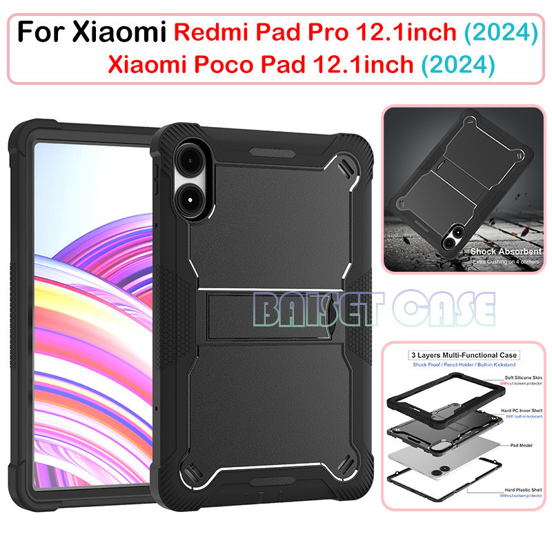 สําหรับ Redmi Pad Pro 12.1 Xiaomi Poco Pad 12.1 นิ้ว 2024 Slim Heavy Duty กันกระแทกทนทาน Full Body เคสป้องกัน