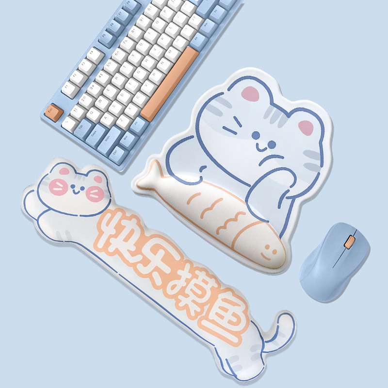 แผ่นรองเมาส์ข้อมือการ์ตูนน่ารักข้อมือป้องกันส่วนที่เหลือแป้นพิมพ์แป้นพิมพ์แผ่นแผ่นรองเมาส์สํานักงาน