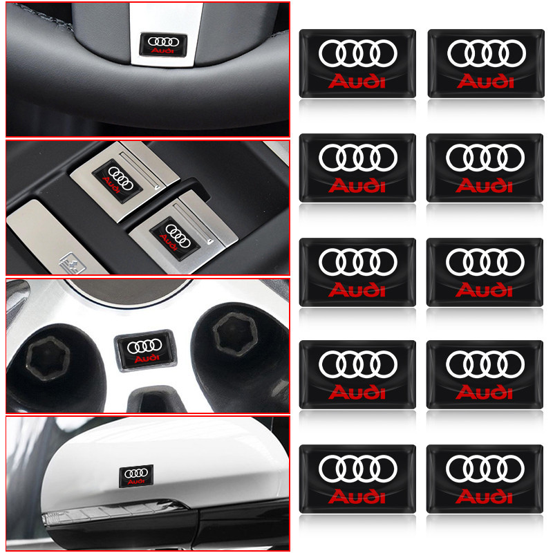 10PCS 3D รถจัดแต่งทรงผมตกแต่งอีพ็อกซี่เรซิ่นป้ายสัญลักษณ์สติกเกอร์สําหรับ Audi A4 B5 B6 B7 8P 8V 8L 