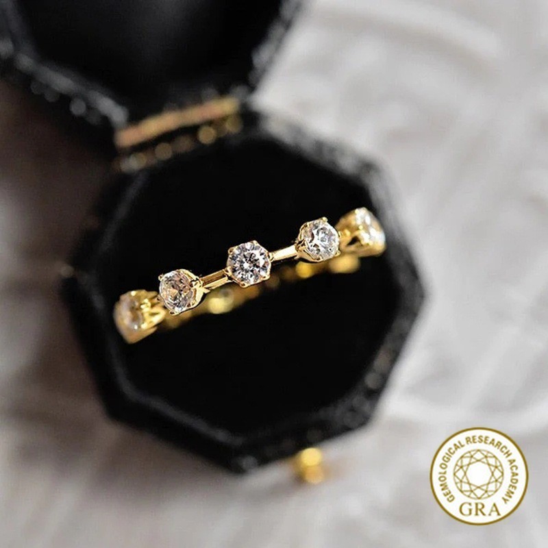 [ใบรับรอง Gra ฟรี] Simple Design Niche Set Moissanite แหวนเงิน 925