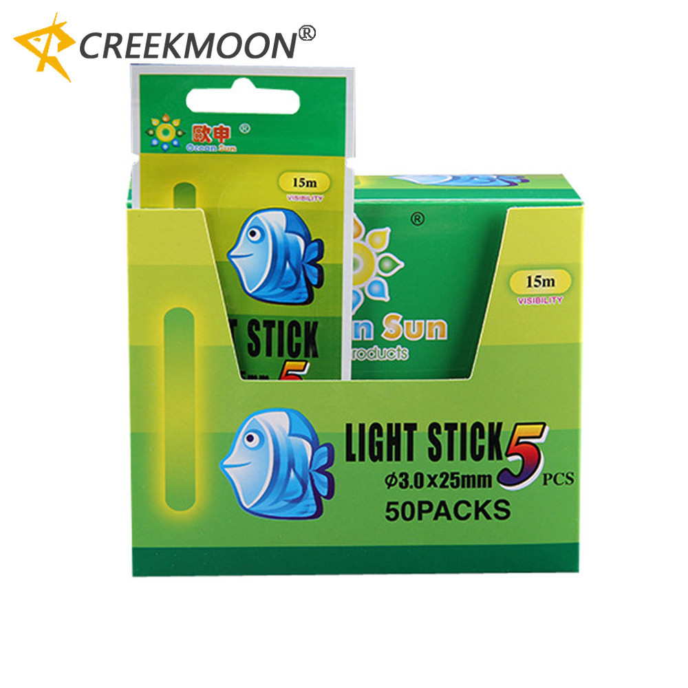 50 แพ็ค 250 ชิ้น 4.5X37 มม.ตกปลา Glow Light Stick Luminous Night Sticks Wand เคมีเรืองแสงสําหรับ Rod Float Pesca 240627