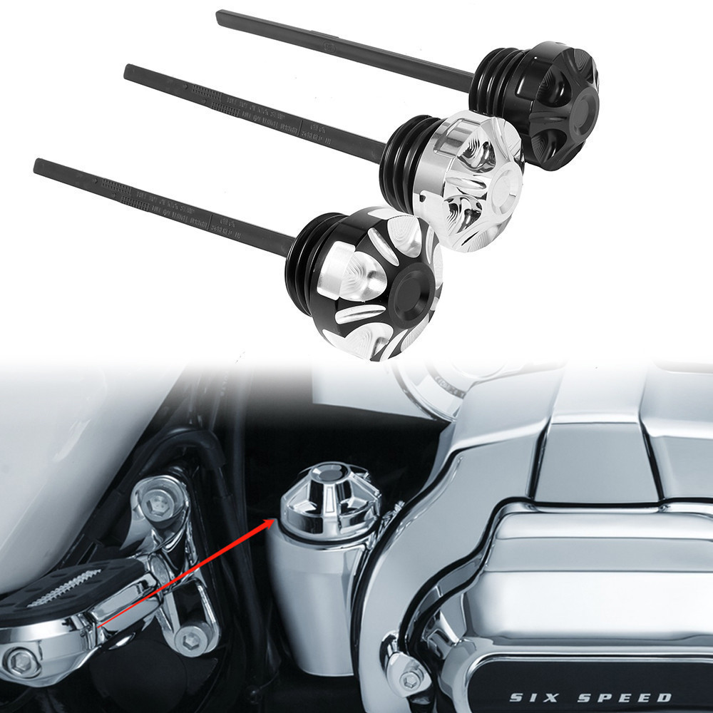 YJ Black/Chrome Motorcycle Engine Precision Oil Dipstick Plug For Harley Touring Electra Street Glid