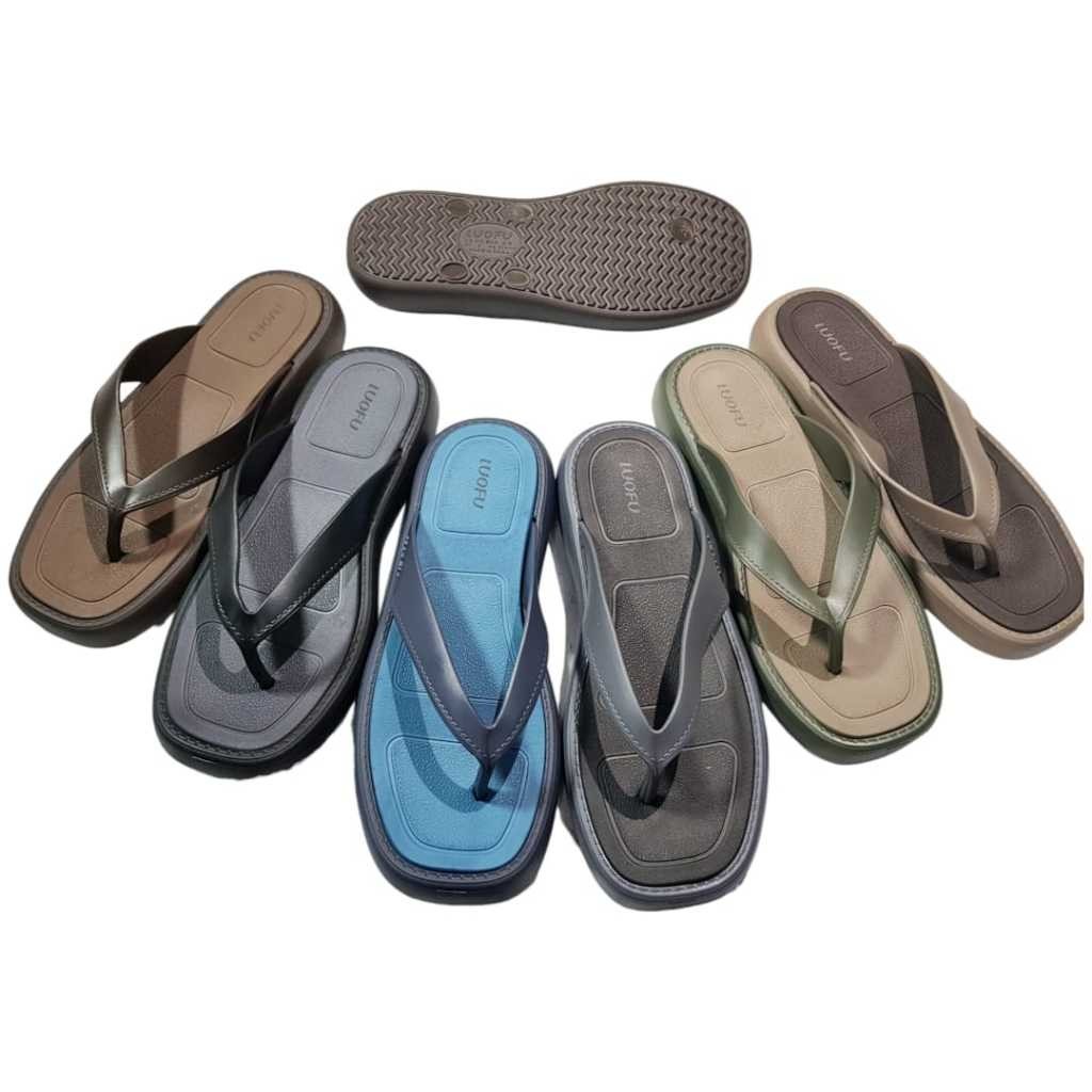 OS Luofu รองเท้าแตะผู้ชายยางนําเข้า Soft น้ําหนักเบา E6237-E01W6K (AD5)
