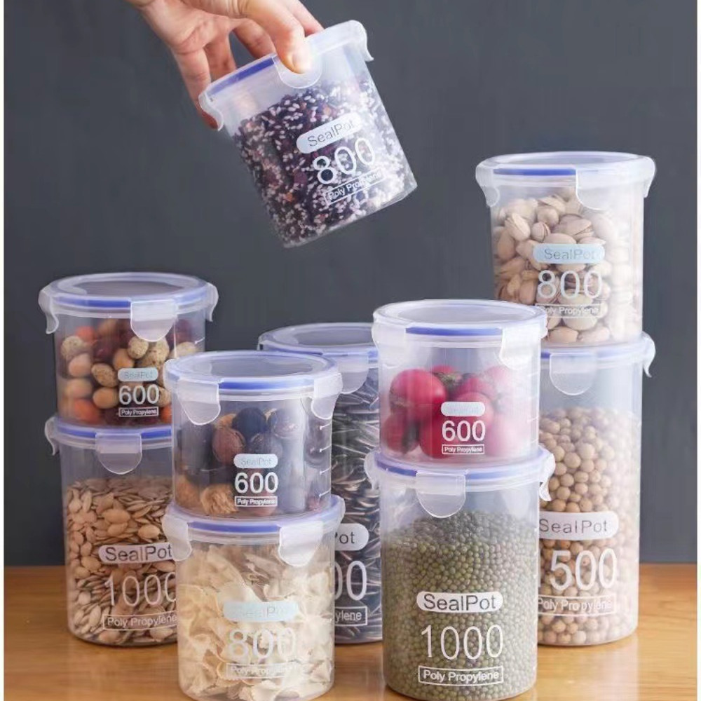 ห้องครัวอาหารกระป๋องขนาดใหญ่ความจุปิดผนึกตู้เย็นกล่องเก็บพลาสติก Multigrain Organizer โปร่งใส Grain
