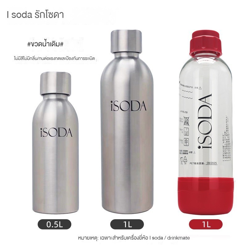 ISODA ขวดน้ำสำหรับเครื่องทำโซดา drinkmate และยี่ห้ออื่นๆ