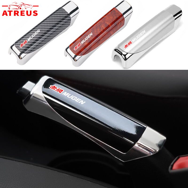 Honda Mugen ปลอกหุ้มเบรคมือสําหรับรถยนต์ ปลอกหุ้มเบรคมือ คาร์บอนไฟเบอร์ ครอบเบรคมือลายคาร์บอน สำหรับ Honda civic 11th gen fd fc eg fk HRV Jazz City Mugen Fit Vezel Accord BRV WRV Stream