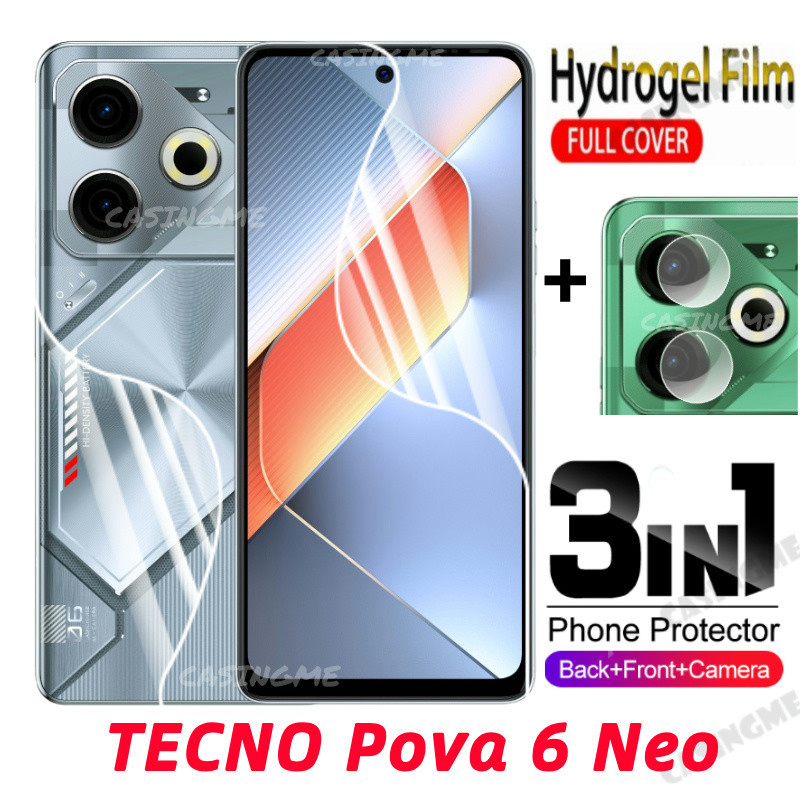 Tecno Pova 6 Neo 2024 ด้านหน้าด้านหลังคลุมทั้งหมดป้องกันฟิล์ม Hydrogel สําหรับ TECNO Pova 6 Pova6 Pr