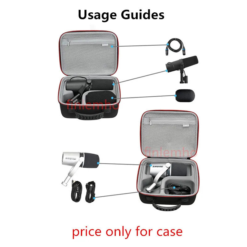 กล่องเก็บสําหรับ Shure SM7B และ MV7 Podcast ไมโครโฟนบันทึกเสียงระดับมืออาชีพ