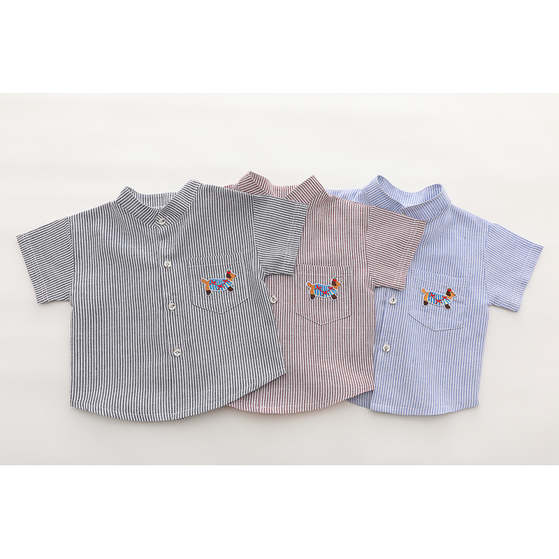 เด็กวัยหัดเดินฤดูร้อนชุดเด็กผู้ชายสไตล์เกาหลีลายคอปกเสื้อแขนสั้น + กางเกงขาสั้นเสื้อผ้าเด็กผู้ชายชุด - รูปที่ 4