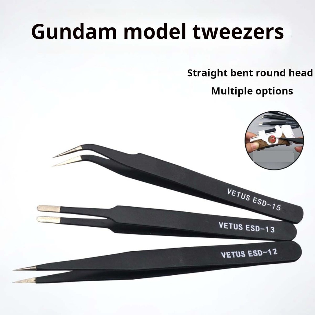 3 ชิ้นรุ่นแหนบสแตนเลส Anti-static แหนบสําหรับ Gundam Gunpla GK DIY Mecha อาคารทําเครื่องมือรูปลอกน้ําทําชี้ Bent