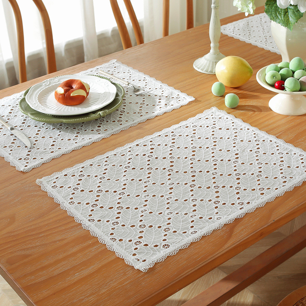 Simple Hollow Place Mats Placemats Burlap Place Mats for Kitchen Table, Farmhouse Style Fall Table Decor สําหรับโต๊ะรับประทานอาหาร Centerpiece