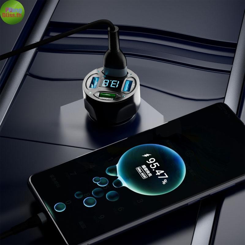 PUBLIISS 4 พอร์ต 66W USB Car Charger PD Quick Charge USB C รถชาร์จโทรศัพท์ประเภท C อะแดปเตอร์สําหรับ Huawei TH