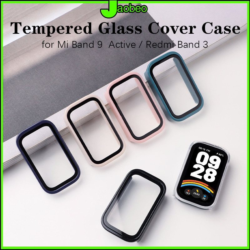 เคสกระจก for Xiaomi Band 9 Active นาฬิกา เคส PC แบบเต็ม + ฟิล์มนิรภัย เคสแข็ง สายสําหรับ Redmi Band 3