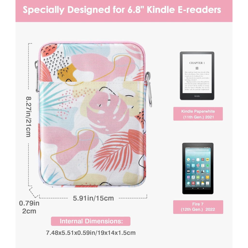 Moko ป้องกันไนลอนแขนกระเป๋า Fit สําหรับ 6-7 นิ้ว Kindle Colorsoft 2024,Kindle Paperwhite 2021, All-N