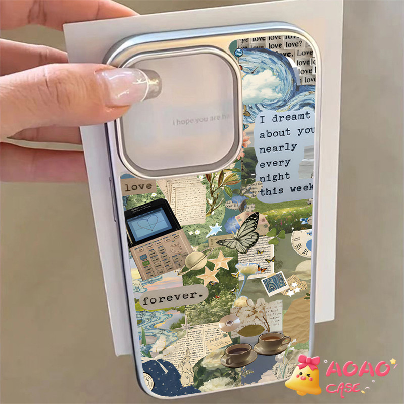 เคสไอโฟน 17 สำหรับ iPhone 13 15 16 11 12 14 Pro Max 8 7 15 16 14 Plus XR X XS MAX ผ้าคลุมนุ่มแบบเรโทรย้อนยุคโรแมนติก
