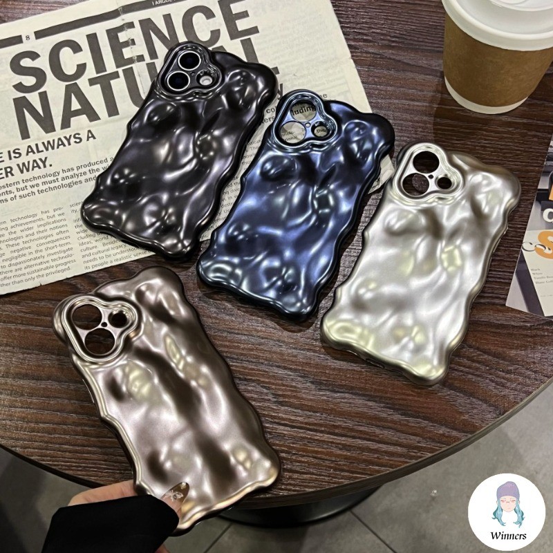 สีทึบMatte Silvery Bubble IphoneสําหรับIPhone 11 14 Pro Max 13 Pro Max 12 IPhone 16 15 17 Pro MaxชุบกันกระแทกSoft TPUกลับโทรศัพท์มือถือฝาครอบ