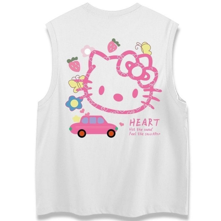 NEW เสื้อแขนกุดผู้หญิง ลายคิตตี้ สกรีนหน้า-หลัง OP-1056