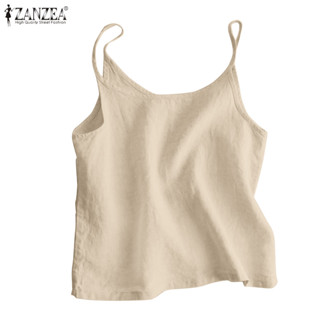 ZANZEA ซานเซีย ผู้หญิงแฟชั่นเกาหลีคอวีสีทึบเสื้อยกทรงแขนกุดล…