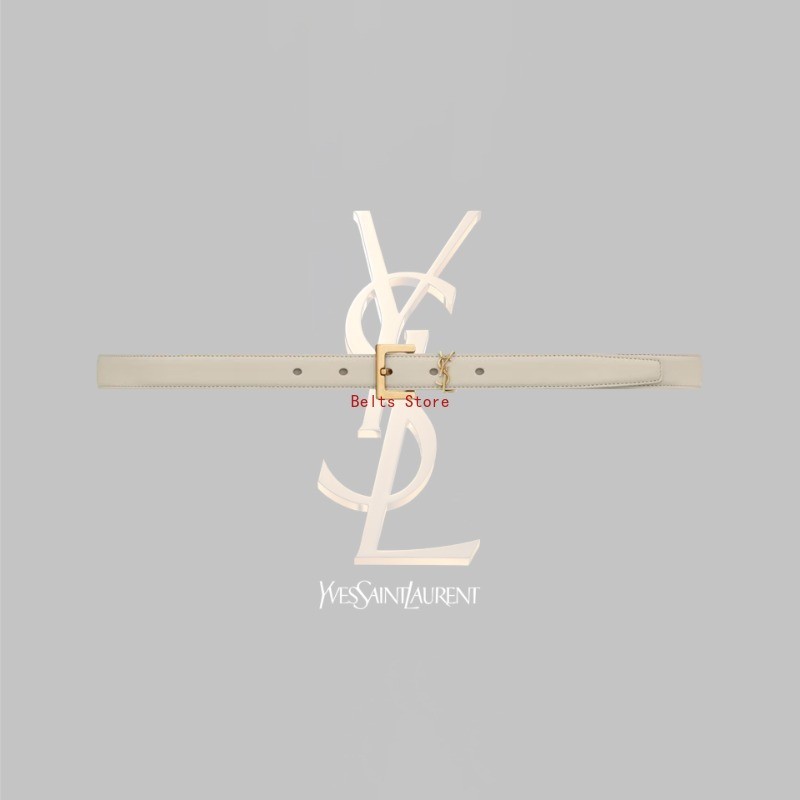 เข็มขัดบาง Cassandre คุณภาพเกรด Top With Silver Square Buckle In Gift Box 2 CM / 0.7 INCHES สีขาว