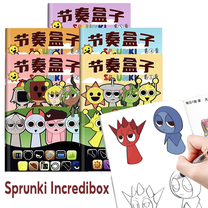 พร้อมจัดส่ง Sprunki Incredibox หนังสือเงียบ สมุดภาพวาดง่ายสำหรับเด็ก สมุดระบายสี สมุดลอกเลียนแบบ