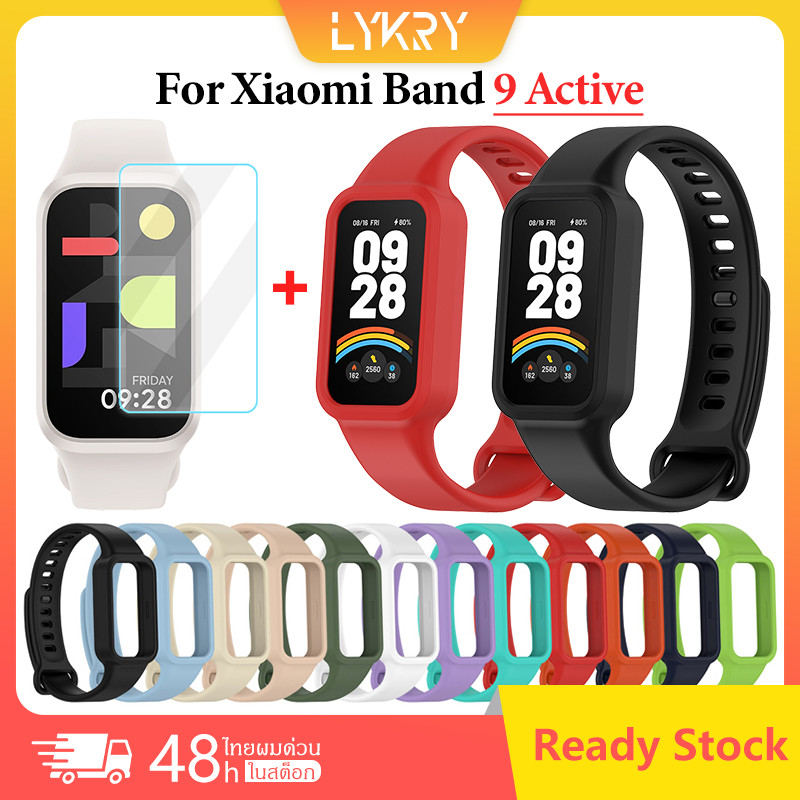 【สาย+ฟิล์ม】สายซิลิโคนกีฬา สำหรับ for Mi Band 9 Active Xiaomi Smart Band 9 Active นาฬิกาสมาร์ท Redmi Band 3 สายยาง
