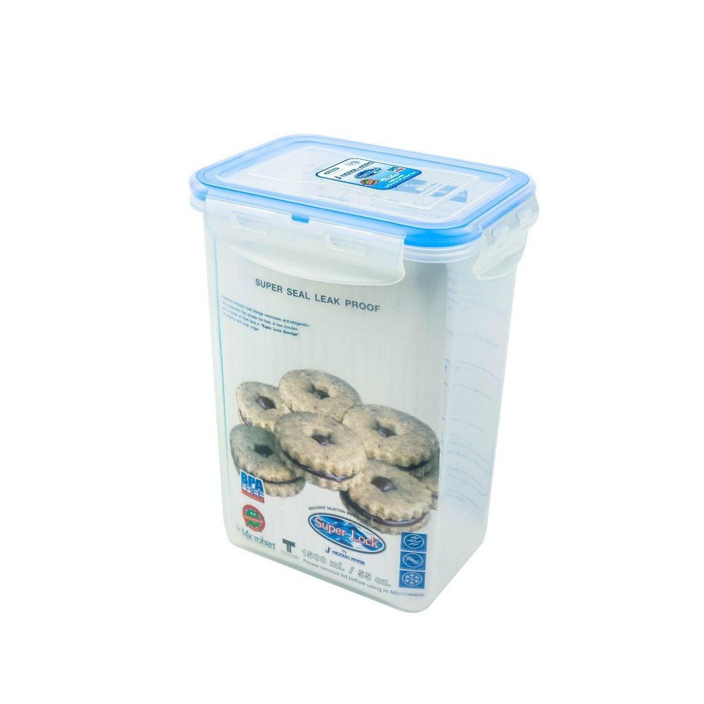 กล่องถนอมอาหารเกรดพรีเมี่ยม6144ป้องกันเชื้อราและแบคทีเรีย เข้าไมโครเวฟได้ ความจุ 1500 ml. Super Lock