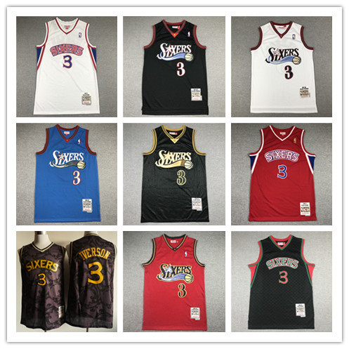 เสื้อบาสเก็ตบอลปัก76ers No.3 Allen Iverson Jersey