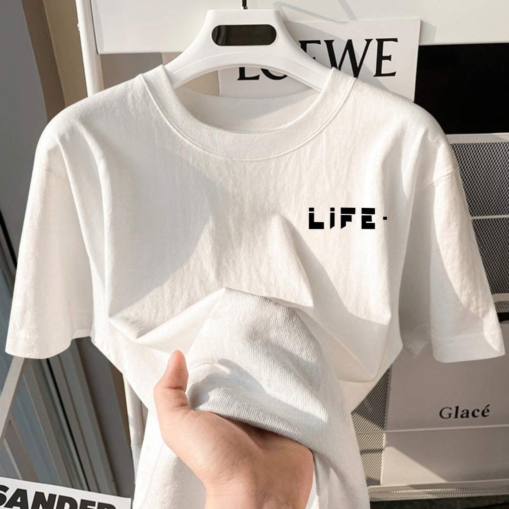 TeeTwoOne สไตล์เกาหลี เสื้อยืดคอกลม "LIFE-D"COTTON 100 ไม่ต้องรีด ผู้ชายและผู้หญิง จัดส่งจากประเทศไทย