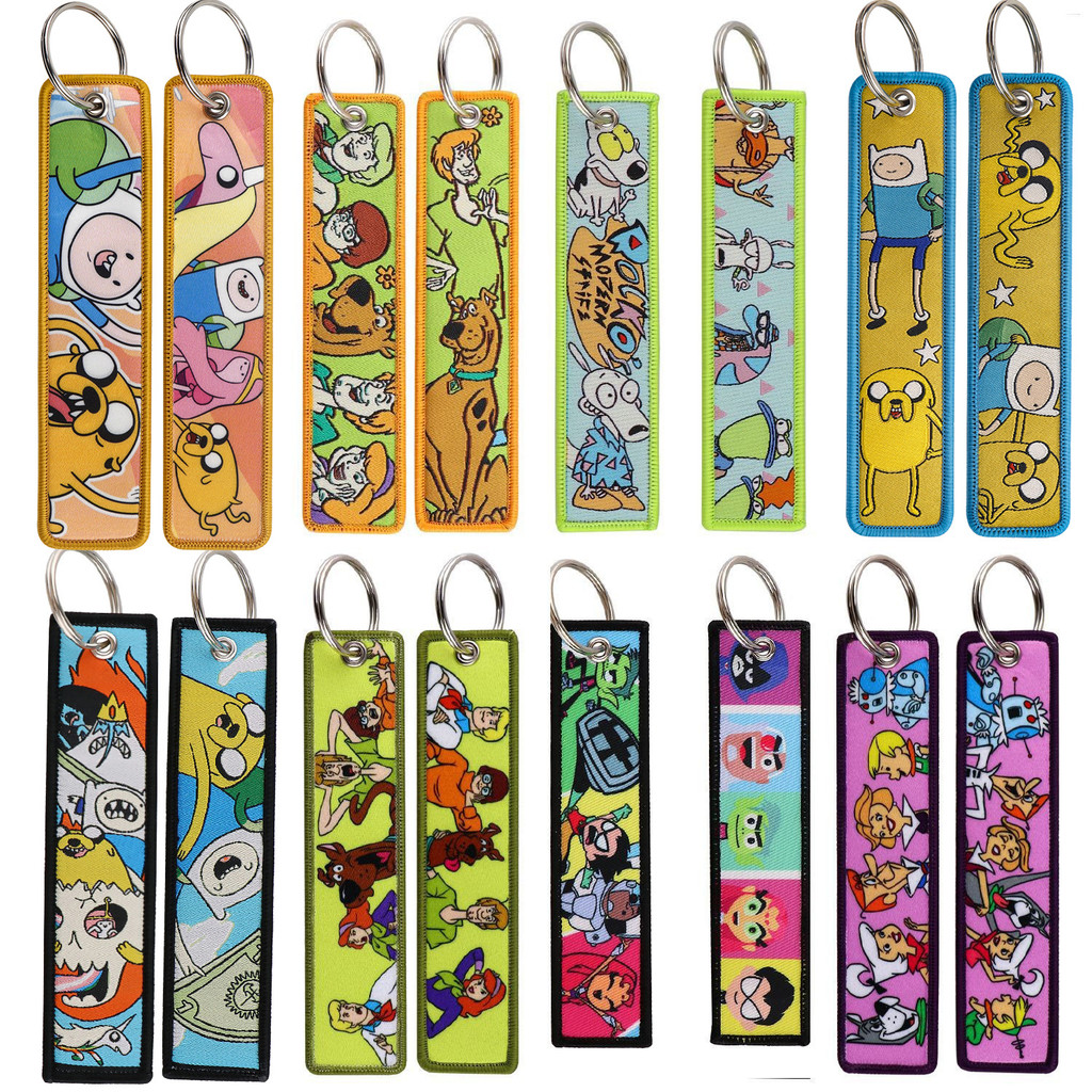 เวลาการผจญภัยการ์ตูนน่ารักพร้อม Finn และ Jake Weaving Mark พวงกุญแจ Scooby Doo พวงกุญแจจี้การ์ตูน