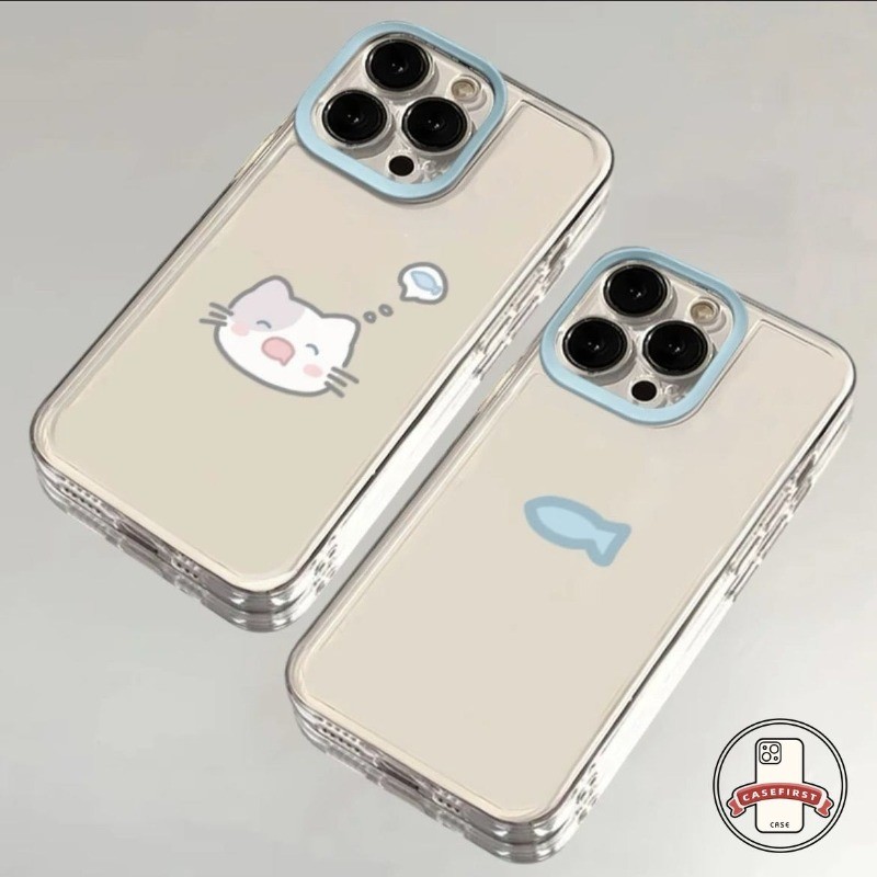 คู่รักการ์ตูนแมวตัวเล็กสีน้ำเงินปลาตัวเล็ก เคส Realme C53 C67 C35 C51 C25 C11 C25Y C21 C15 C20 C3 C12 C55 5 5i 8i 6i C31