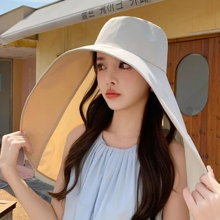 VNICE หมวกกันแดด หมวกปีกกว้าง ผ้าคลุมไหล่ กันแดดแบบ 360 องศา เนื้อผ้าแห้งไว