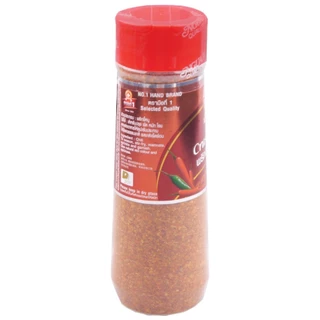 พริกขี้หนูป่นหยาบ+เผ็ดมาก 100 g ตรามือที่ 1 ขวดพลาสติก Crushed Chili