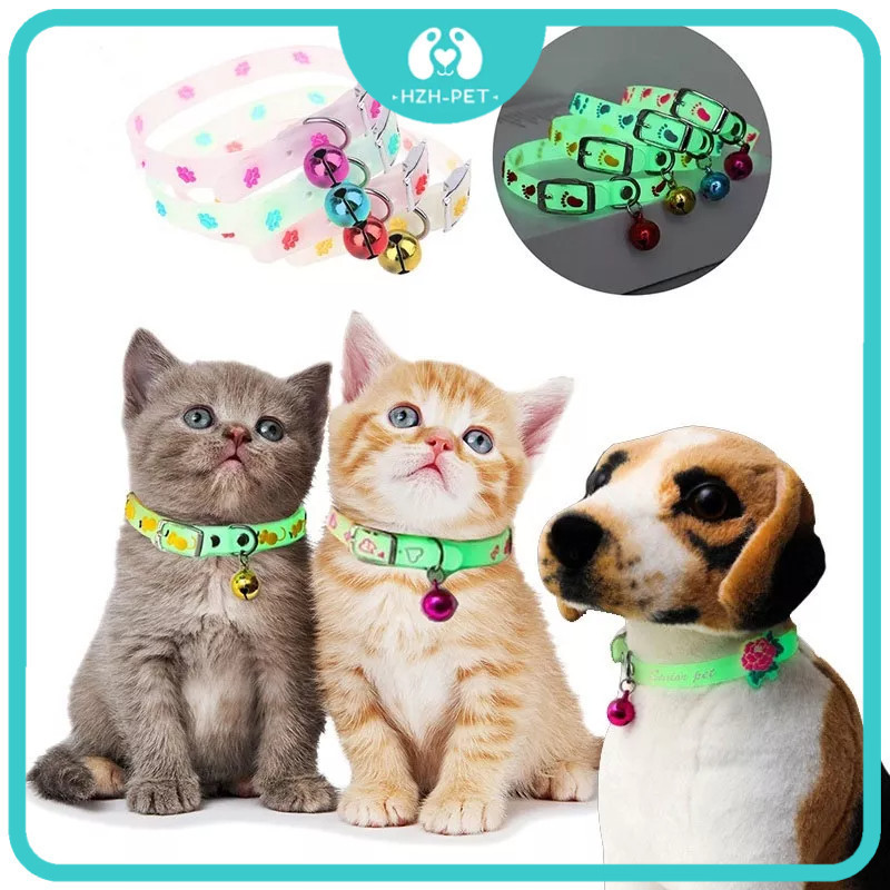 (พร้อมส่ง) ปลอกคอแมวเรืองแสง 1 เส้นในที่มืดมีกระดิ่ง