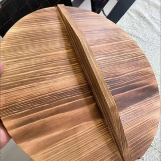 YUPEI ฝาครอบหม้อไม้, 22-34 ซม.ป้องกันการลวกกระทะเหล็กฝาปิด, รอบแบบดั้งเดิม Universal Fir หม้อไม้ฝาปิดอุปกรณ์ครัว