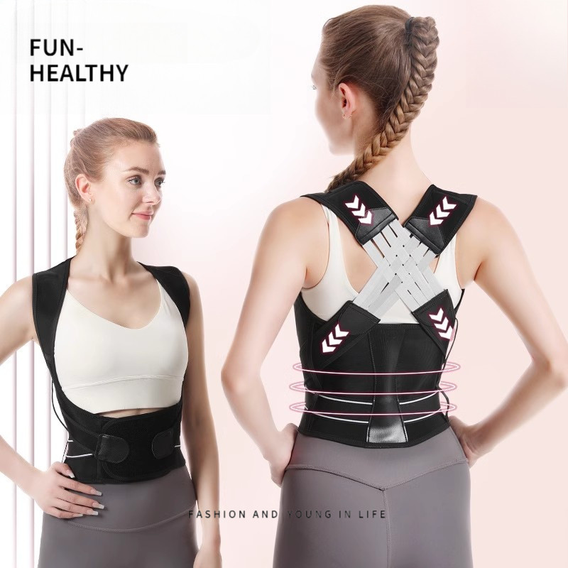 【FUN Healthy】 สายรัดพยุงการแก้ไขหลังสําหรับผู้ใหญ่ที่มองไม่เห็น, ตัวแก้ไขหลังค่อม, รองรับการป้องกันเอว