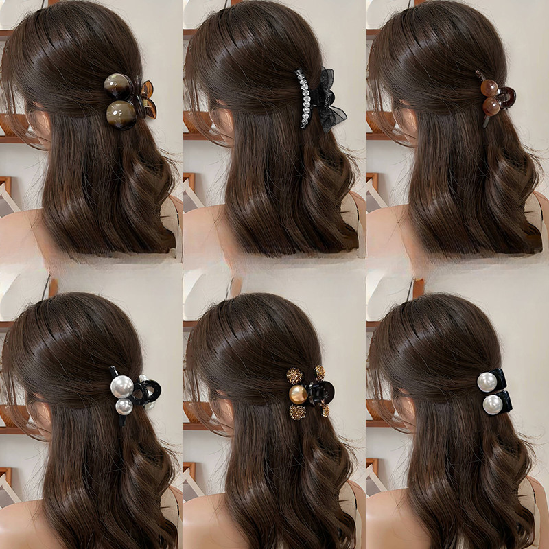 คลิปข้างสำหรับจัดแต่งทรงผม สไตล์เกาหลี สีกาแฟ