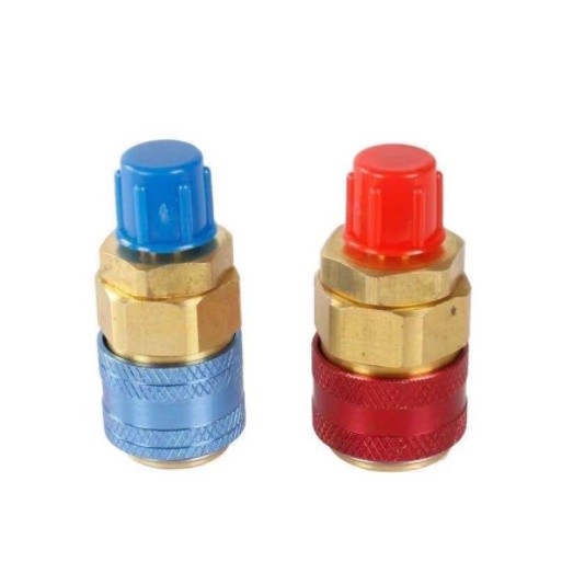 ส่งจากไทย 🚩คอปเปอร์ เติมน้ำยาแอร์ R134a  (สีน้ำเงิน+สีแดง) AC Coupler R-134a  หัวเติมน้ำยาแอร์134