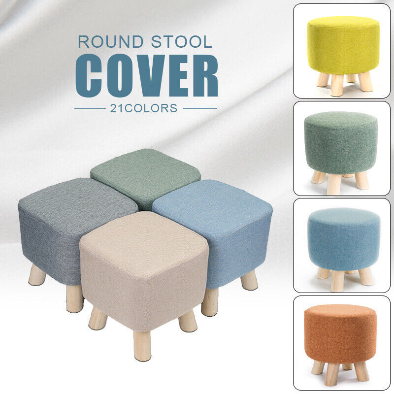 ผ้าคลุมเก้าอี้ยืดหยุ่น Lien Cotton Ottoman Slipcover Footrest Stool Protector