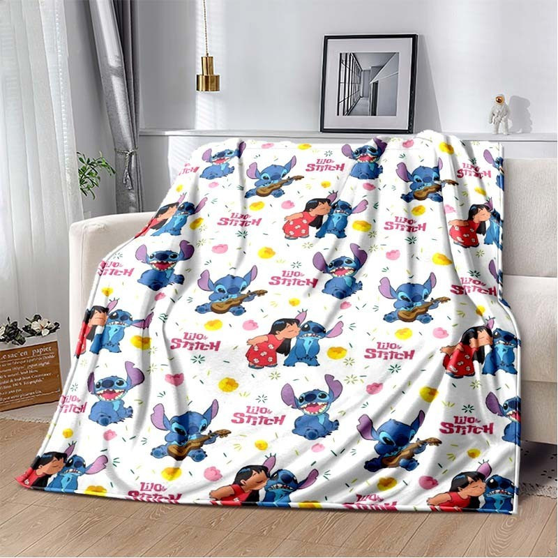6 sizes of warm and soft Disney Stitch custom icon plush blankets for children and adults, plush bed covers, sofa blankets, birthday gifts - รูปที่ 3