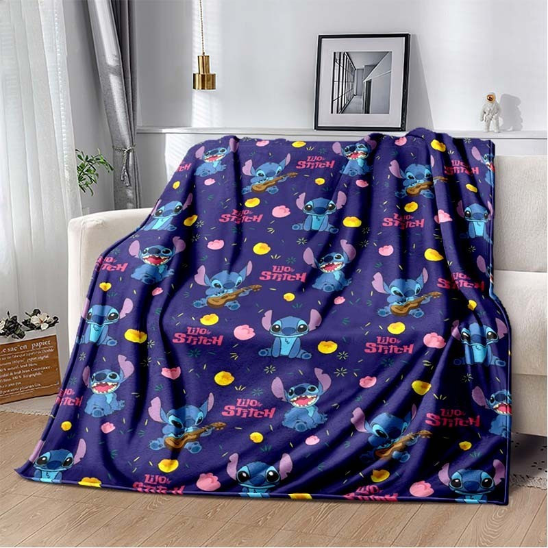 6 sizes of warm and soft Disney Stitch custom icon plush blankets for children and adults, plush bed covers, sofa blankets, birthday gifts - รูปที่ 5