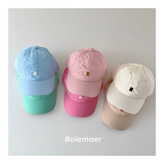 หมวกกันแดดเด็ก N จดหมายเย็บปักถักร้อยฤดูร้อนบางแห้งเร็วลูกอม…