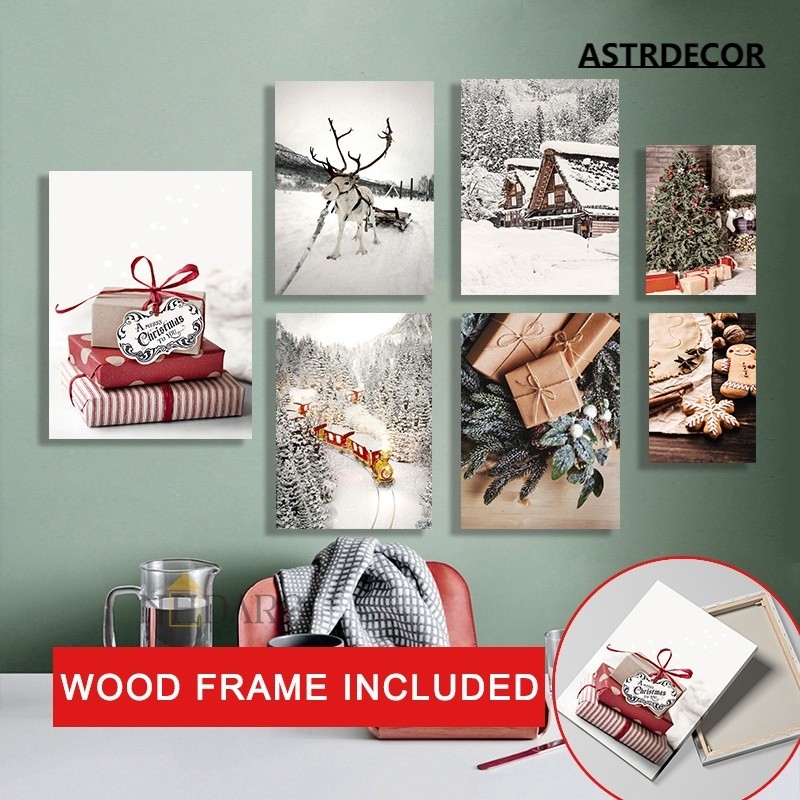 ตกแต่งบ้าน ให้น่าอยู่ (พร้อมกรอบ) โปสเตอร์ผ้าใบ ลายสโนว์แมน คริสต์มาส สําหรับตกแต่งบ้าน ห้องนั่งเล่น ราคาถูก