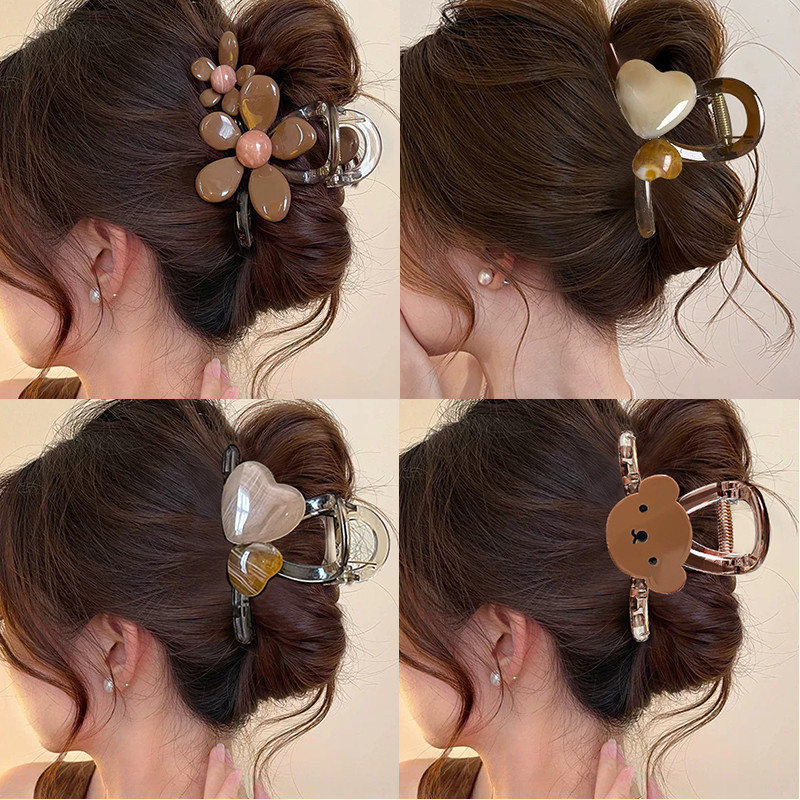 กิ๊บติดผมทรงก้ามปูกว้านดอกไม้ แบบใหม่ คุณภาพไฮเอนด์