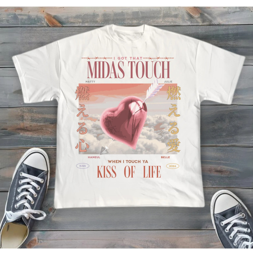 ผ้าฝ้าย แขนสั้น เสื้อยืดKiss of Life Kpop Tshirt Haneul, Natty, Belle, Julie, Midas Touch, Kpop Tshi