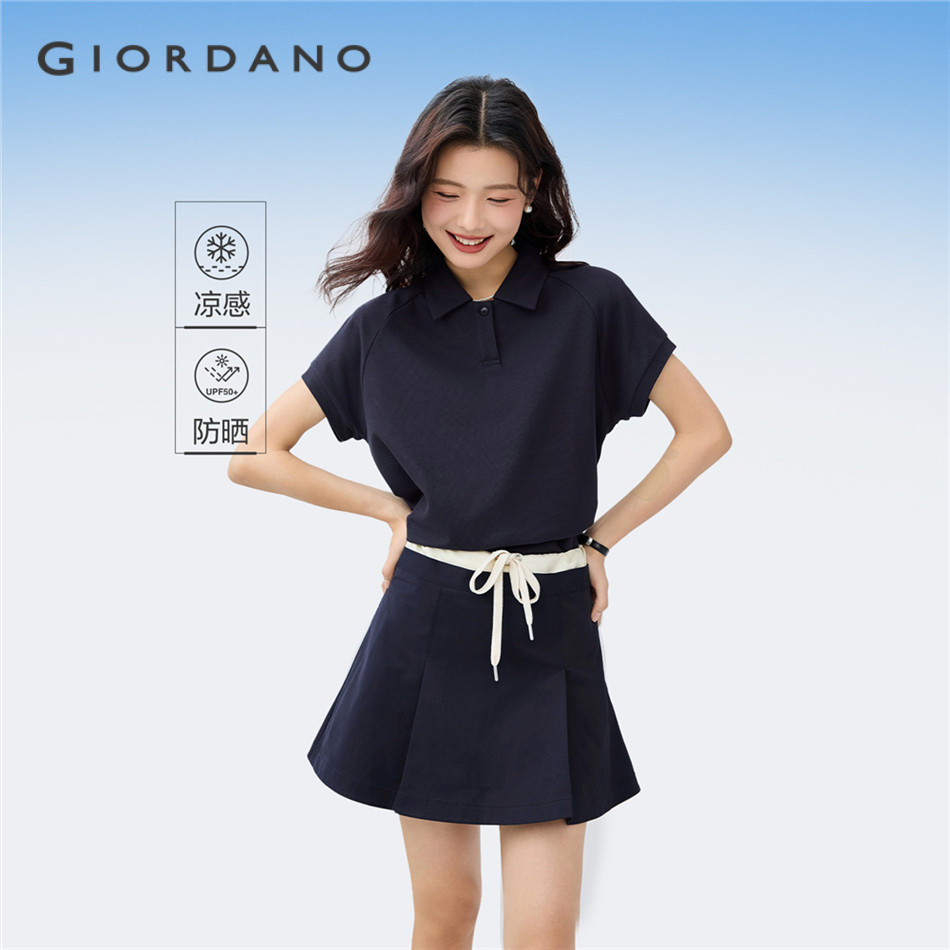 GIORDANO WOMEN Cool-touch short raglan sleeve polo shirt 13315204