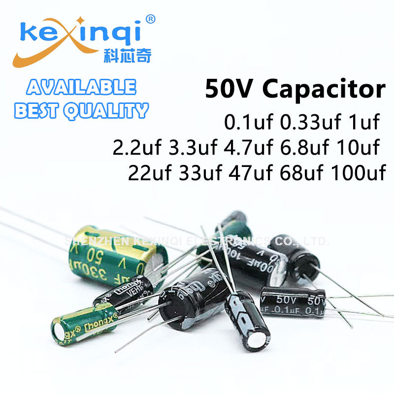 50V Electrolytic Capacitor 0.1uf 0.22uf 0.47uf 1uf 2.2uf 4.7uf 10uf 22uf 33uf 47uf 68uf 100uf 220uf 150uf330uf 470uf 680uf 820 1000uf 1500uf (1 kexin